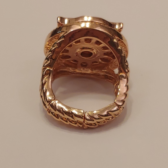 NWOT Rose Goldtone Owl Ring w/ 18mm Snap sz 8-10.5 - Picture 3 of 4